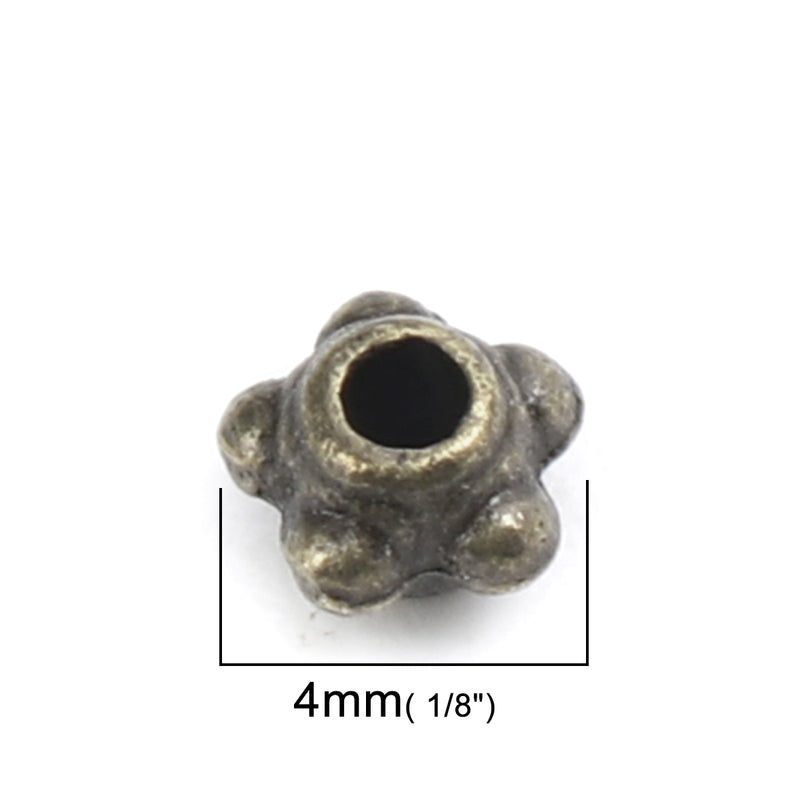 The Bead Store 30 Antique Bronze 4mm Round Beaded Spacer Beads 