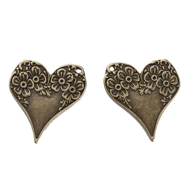 The Bead Store 28mm x26mm Antique Bronze Plated Floral Heart Pendant