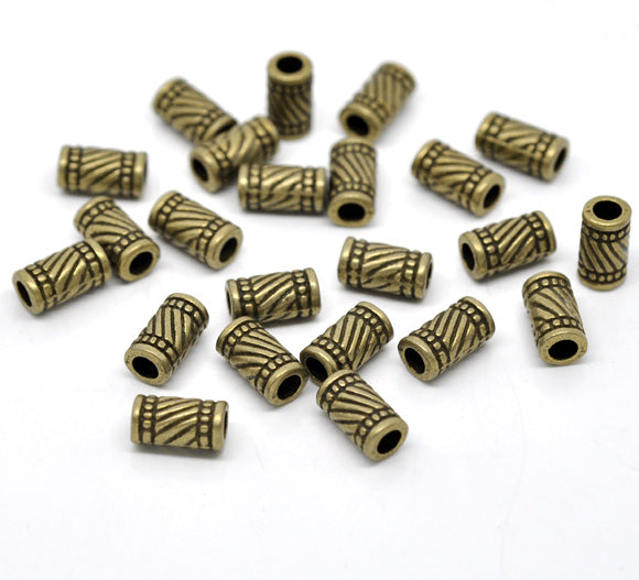 The Bead Store 11x6mm Antique Bronze Plated Metal Tube Shape Beads Pack of 10