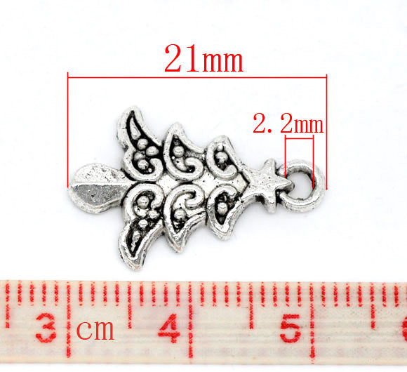 The Bead Store Antique Silver Plate Christmas Tree Charms 21x14mm 