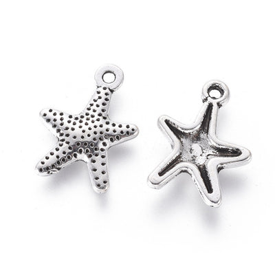 The Bead Store Antique Silver Plated Starfish Charms ~ Pack of 5