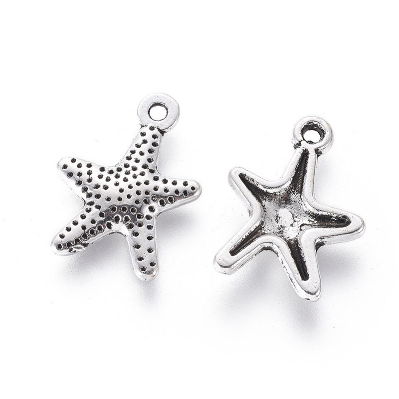 The Bead Store Antique Silver Plated Starfish Charms ~ Pack of 5
