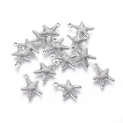The Bead Store Antique Silver Plated Starfish Charms ~ Pack of 5