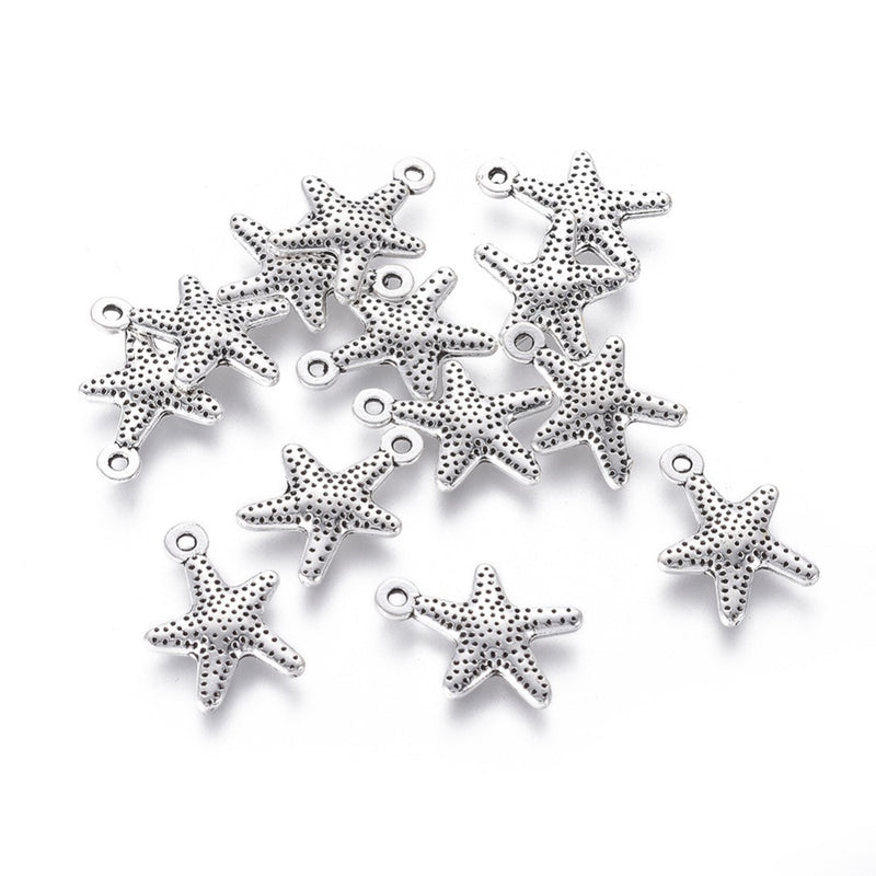 The Bead Store Antique Silver Plated Starfish Charms ~ Pack of 5