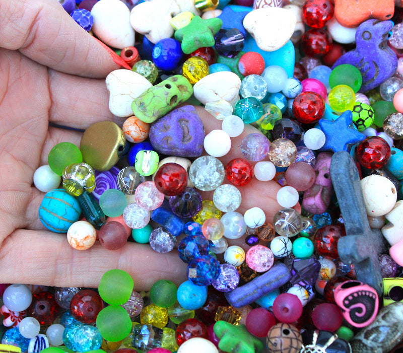 The Bead Store 100g Bead Mix of Glass Beads, Acrylic Beads, Synthetic Turquoise