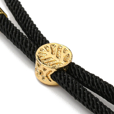 The Bead Store Black Adjustable Bracelet Making Nylon Cord with Gold Plated Brass Tree of Life Sliding Stopper Bead