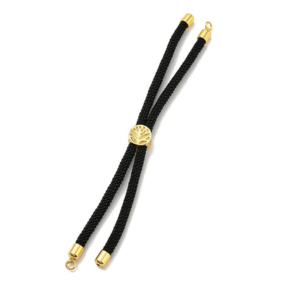 The Bead Store Black Adjustable Bracelet Making Nylon Cord with Gold Plated Brass Tree of Life Sliding Stopper Bead