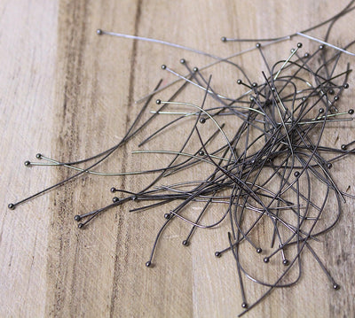 The Bead Store Black Plated Ball Headpins (Soft, Bent) ~ 60mm ~ Over 150 pcs