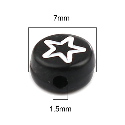 The Bead Store Black and White Acrylic Beads ~ Star, Flower, Moon and Heart Mix ~ 40 Beads