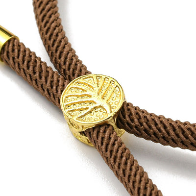 The Bead Store Brown Adjustable Bracelet Making Nylon Cord with Gold Plated Brass Tree of Life Sliding Stopper Bead