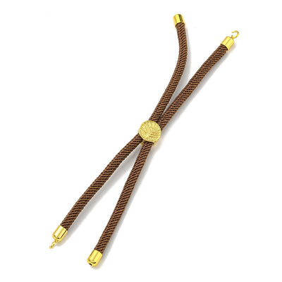 The Bead Store Brown Adjustable Bracelet Making Nylon Cord with Gold Plated Brass Tree of Life Sliding Stopper Bead