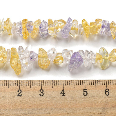 The Bead Store Crackle Glass Chips ~ Amethyst and Citrine Colours Mix 35 inches string