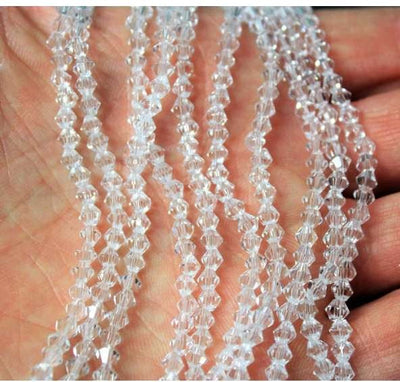 The Bead Store Crystal Clear 3mm Glass Bicones  110 Beads / String