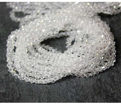 The Bead Store Crystal Clear 3mm Glass Bicones  110 Beads / String