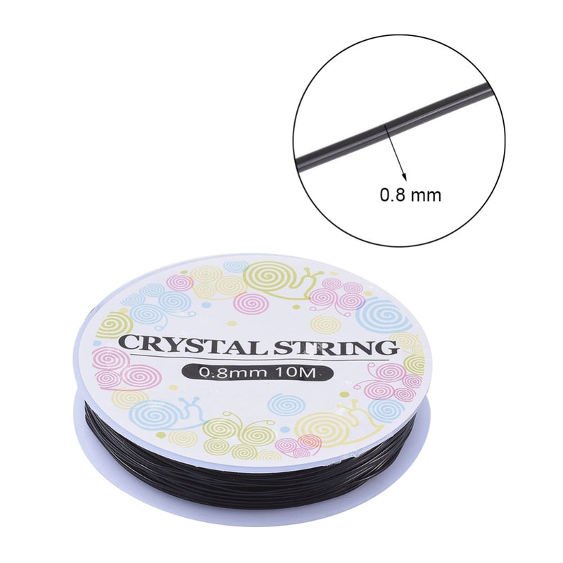The Bead Store Crystal Elastic 0.8mm Black Stretch Cord 10m/spool