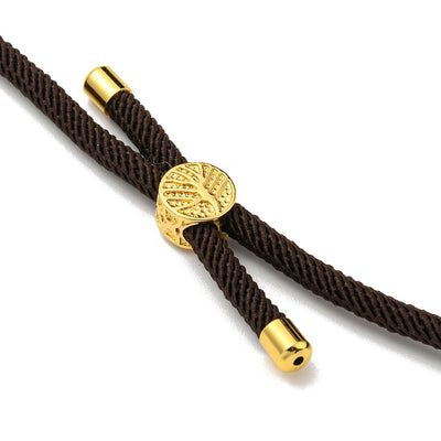 The Bead Store Dark Brown Adjustable Bracelet Making Nylon Cord with Gold Plated Brass Tree of Life Sliding Stopper Bead