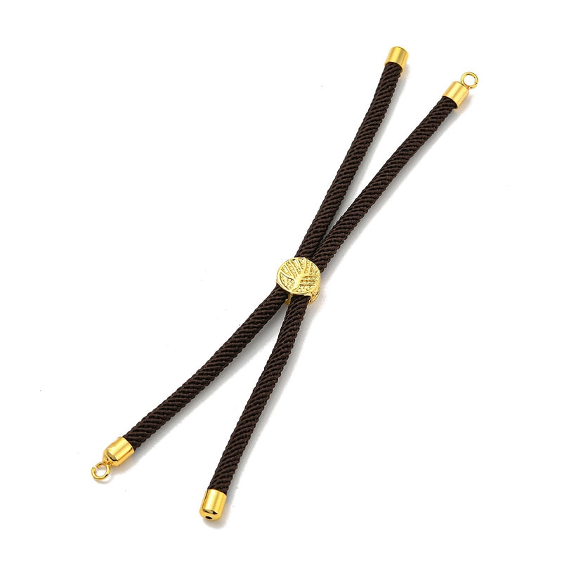 The Bead Store Dark Brown Adjustable Bracelet Making Nylon Cord with Gold Plated Brass Tree of Life Sliding Stopper Bead