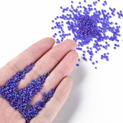 The Bead Store FGB Seed Beads ~ Size 11/0 Frosted Blue AB ~ 20 grams