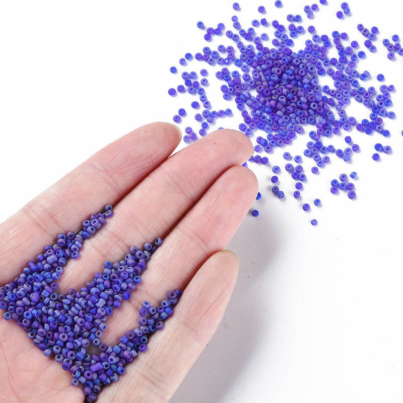 The Bead Store FGB Seed Beads ~ Size 11/0 Frosted Blue AB ~ 20 grams