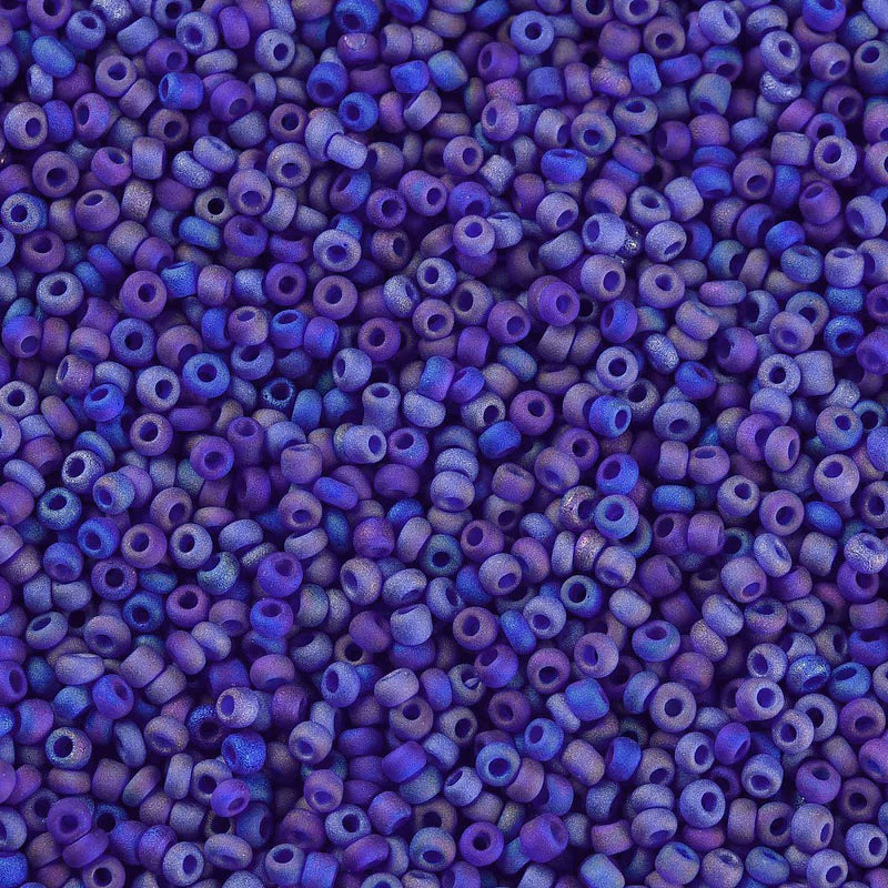The Bead Store FGB Seed Beads ~ Size 11/0 Frosted Blue AB ~ 20 grams