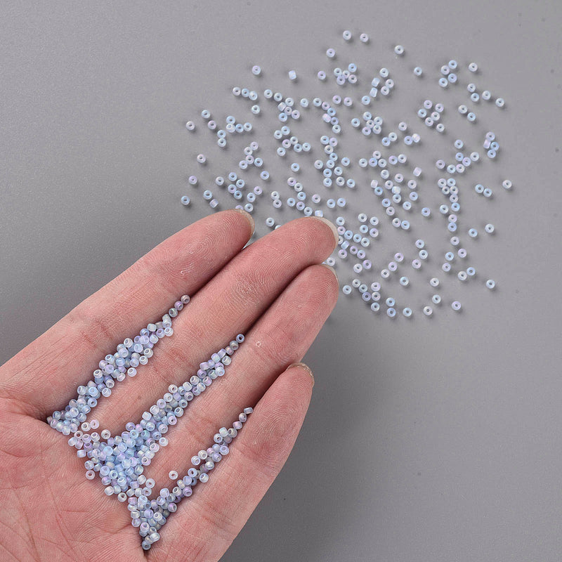 The Bead Store FGB Seed Beads ~ Size 11/0 Frosted Light Sapphire AB ~ 20 grams