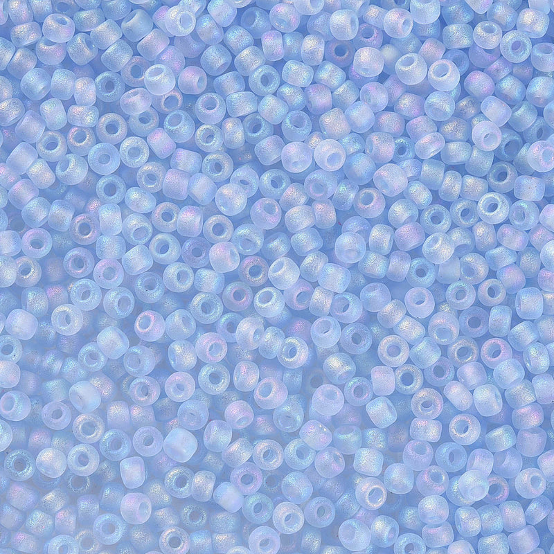 The Bead Store FGB Seed Beads ~ Size 11/0 Frosted Light Sapphire AB ~ 20 grams