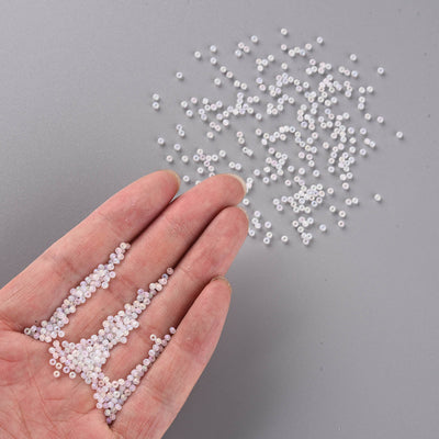 The Bead Store FGB Seed Beads ~ Size 11/0 Frosted White AB ~ 20 grams