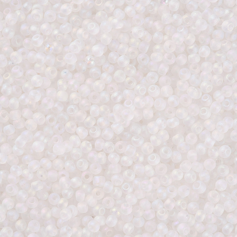 The Bead Store FGB Seed Beads ~ Size 11/0 Frosted White AB ~ 20 grams