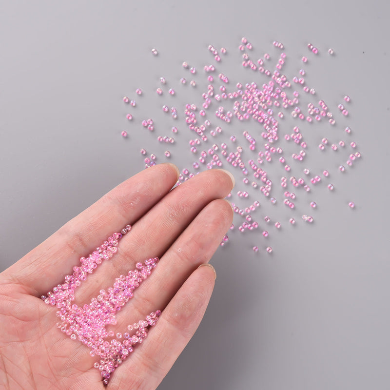 The Bead Store FGB Seed Beads ~ Size 11/0 Inside Colours Pink AB ~ 20 grams