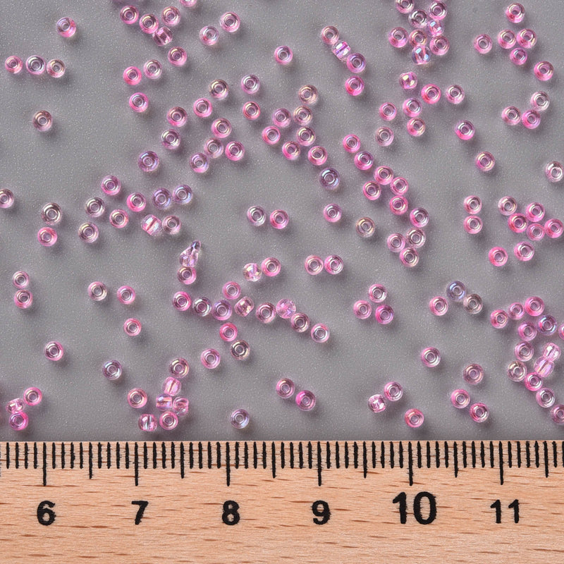 The Bead Store FGB Seed Beads ~ Size 11/0 Inside Colours Pink AB ~ 20 grams