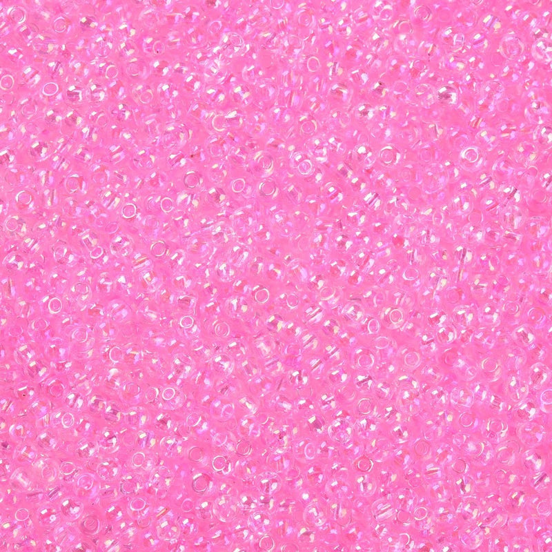 The Bead Store FGB Seed Beads ~ Size 11/0 Inside Colours Pink AB ~ 20 grams