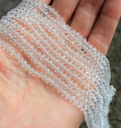 The Bead Store Faceted Glass Rondelle Beads Crystal Clear 