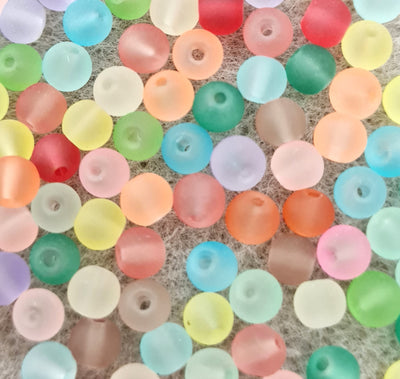 The Bead Store Frosted  Round Glass Beads 4mm Mixed Colour 50 beads/pack