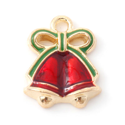 The Bead Store Gold Plated Enamelled Christmas Bells Charm