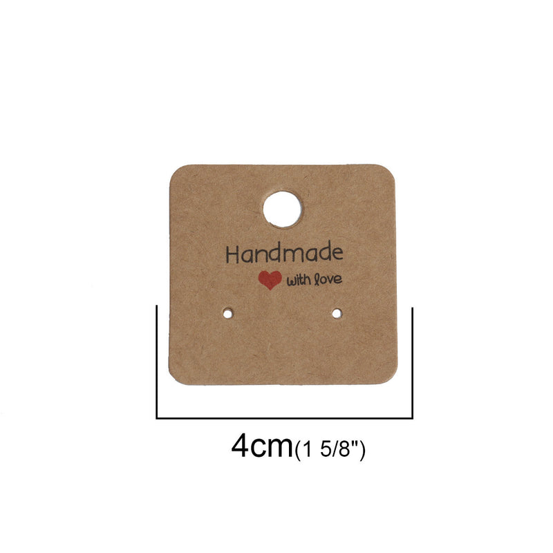 The Bead Store "Handmade with Love" Earrings Display Cards ~ 40x40cm ~ Pack of 10