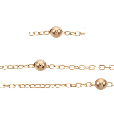 The Bead Store Light Gold Plated Loose Chain With 3.5mm Beads 