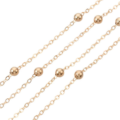 The Bead Store Light Gold Plated Loose Chain With 3.5mm Beads 