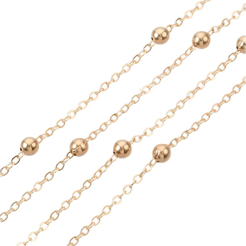 The Bead Store Light Gold Plated Loose Chain With 3.5mm Beads 