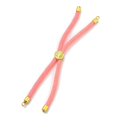 The Bead Store Pink Adjustable Bracelet Making Nylon Cord with Gold Plated Brass Tree of Life Sliding Stopper Bead