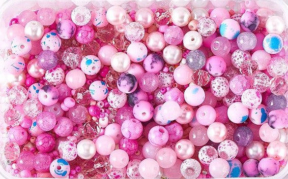 The Bead Store Pink Glass Beads and Seed Beads Mix 40 grams