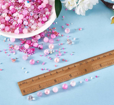 The Bead Store Pink Glass Beads and Seed Beads Mix 40 grams