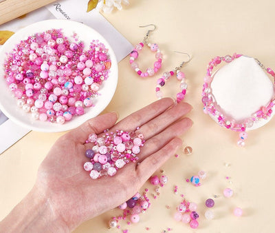 The Bead Store Pink Glass Beads and Seed Beads Mix 40 grams