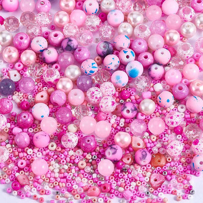 The Bead Store Pink Glass Beads and Seed Beads Mix 40 grams