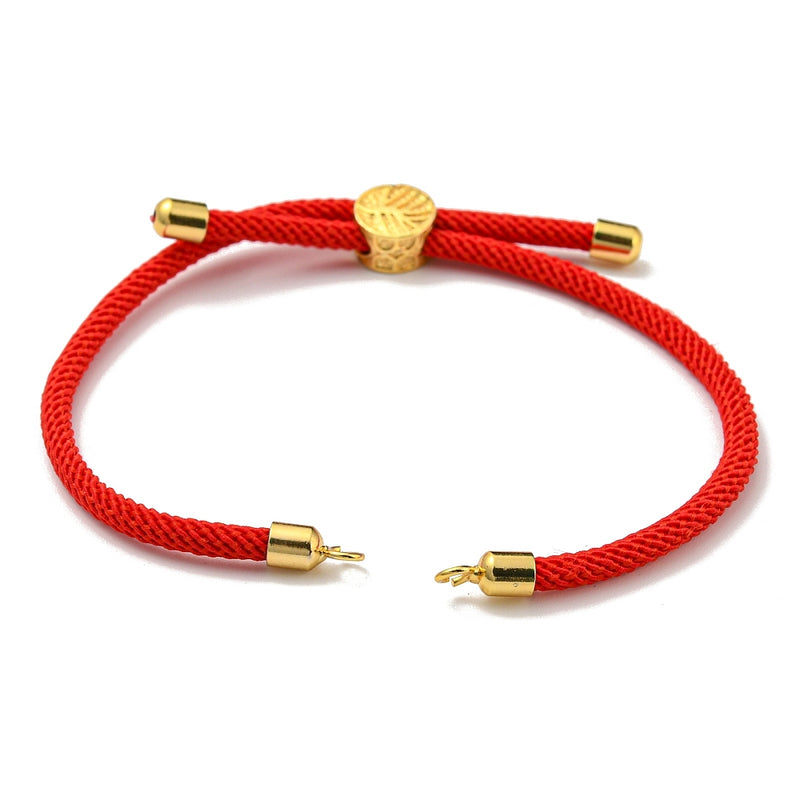 The Bead Store Red Adjustable Bracelet Making Nylon Cord with Gold Plated Brass Tree of Life Sliding Stopper Bead