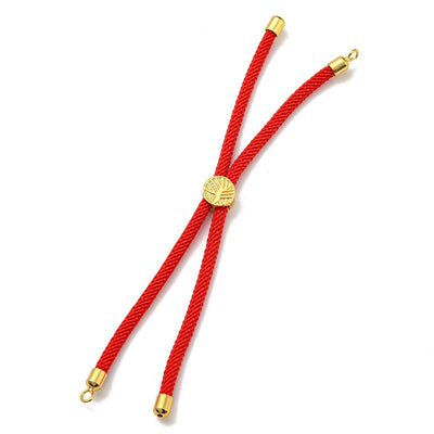 The Bead Store Red Adjustable Bracelet Making Nylon Cord with Gold Plated Brass Tree of Life Sliding Stopper Bead
