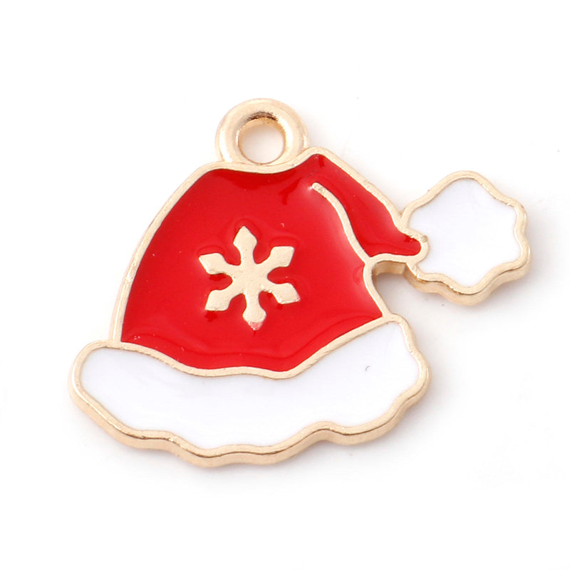 The Bead Store Red and White Christmas Hat Charm