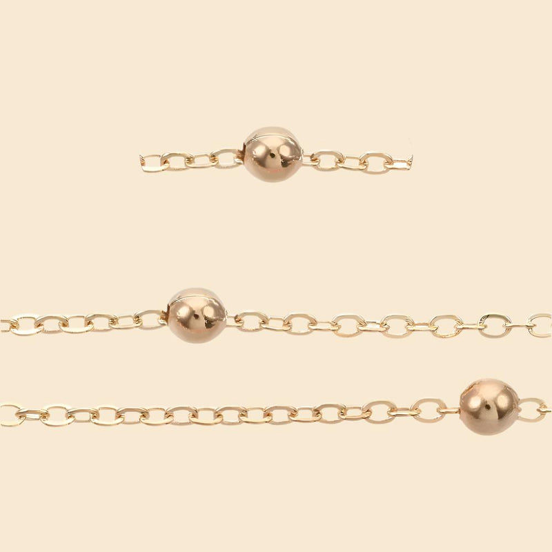 The Bead Store Rose Gold Plated Loose Chain With 3.5mm Beads 