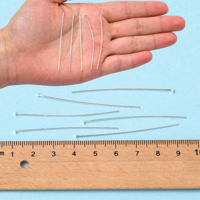 The Bead Store 0.8mm Silver Plated Brass Headpins 50mm Long Pack of 50