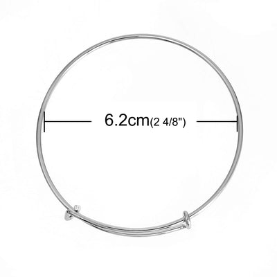 The Bead Store Silver Tone Expandable Charm Bangle ~ approx. 21-27cm