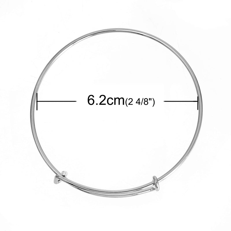 The Bead Store Silver Tone Expandable Charm Bangle ~ approx. 21-27cm